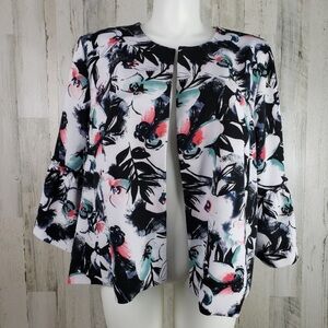 Lane Bryant White and Pink Work Floral Blazer - Size 14/16